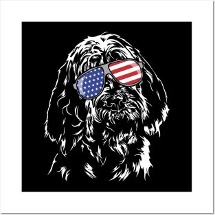 Proud Italian Spinone American Flag sunglasses dog Posters and Art